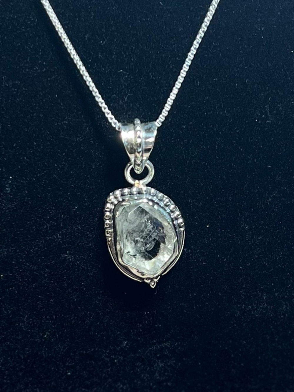 Herkimer Diamond Pendant in Sterling Silver with Sterling Silver Chain - Picture 2 of 5